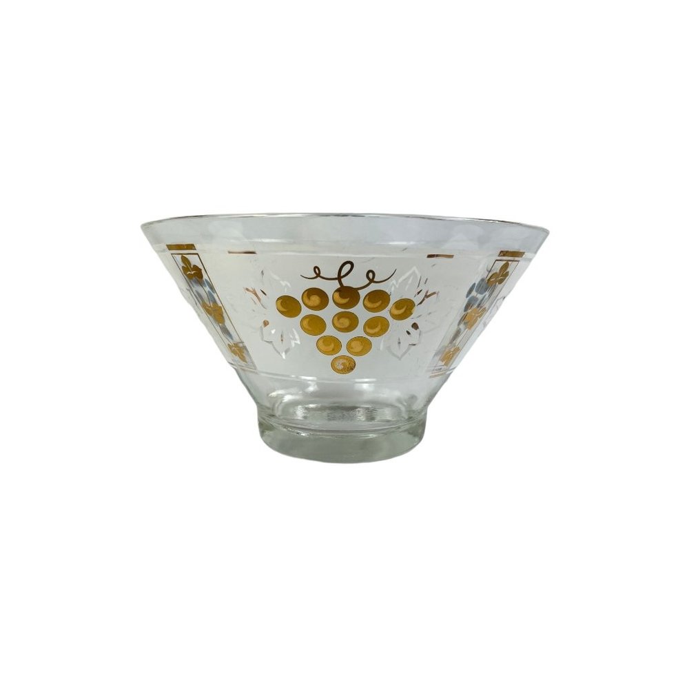 Vintage MCM  Gold Grapes Glass Bowl from Chips Dip Set Serving Collectible